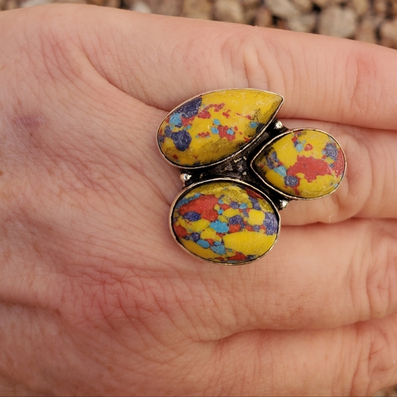 New Mosaic Balloon Jasper 925 Silver Ring. - Picture 3 of 12